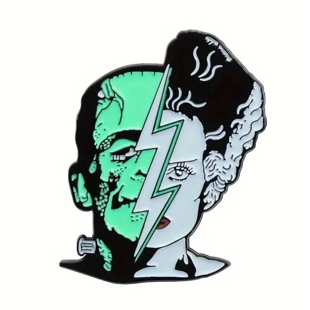 Frankenstein &‎ Bride Enamel Pin Horror Movie Monster Halloween Jewelry